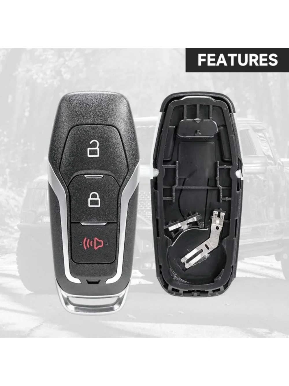 3-Button Key Fob Cover Shell Case Replacement for Ford F-150, Explorer 2015-2017